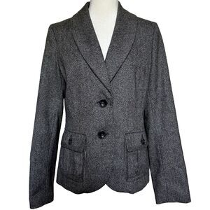 Vtg Eddie Bauer Gray Wool Silk Tailored Blazer Women’s 8 90s Minimalism Office